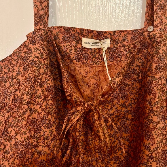 New Natural Life Brown Floral Dress with pockets Large/XLarge size - Picture 3 of 8